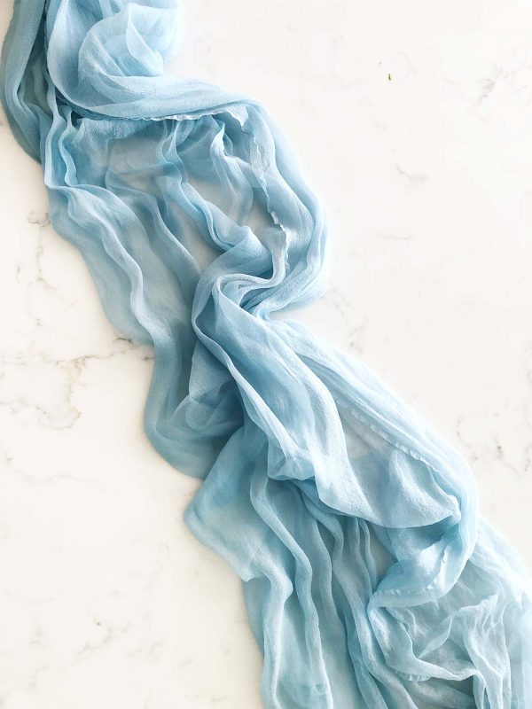 Handcrafted Gauss styling cloth in Glacier blue with frayed edges